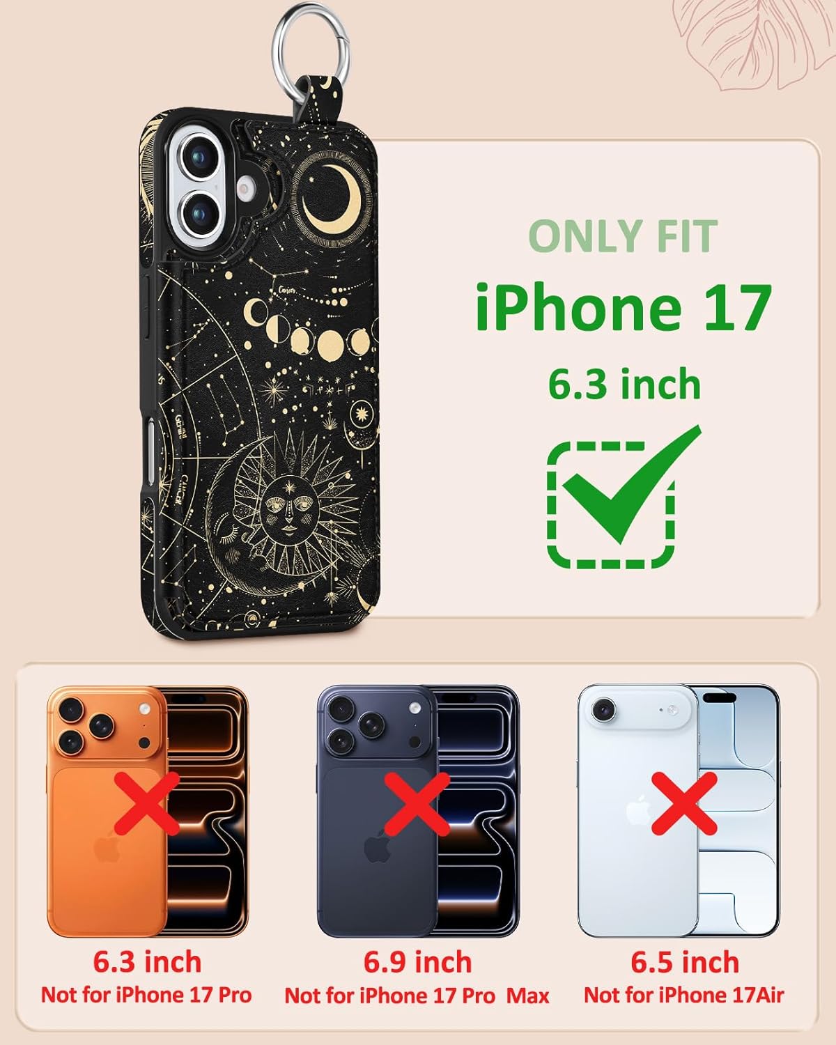 Shorogyt Compatible with iPhone 17 Wallet Case with Card Holder - Cute Constellation Design Kickstand for Magnetic Clasp Back Flip Folio Leather Phone Covers for Women Men Girls - Image 2