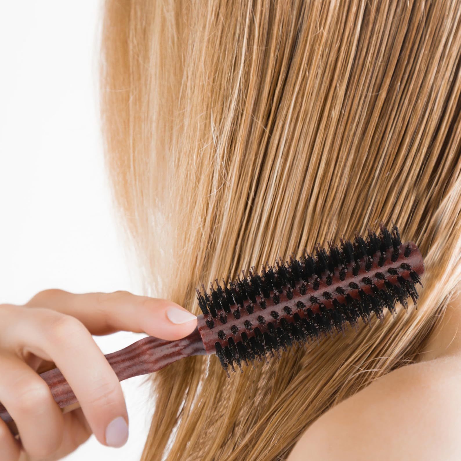 2 Stück Runde Haarbürste mit Wildschweinborsten Komfortabler Griff und Frizz Reduzierung zum Stylen und Trocknen der Haare