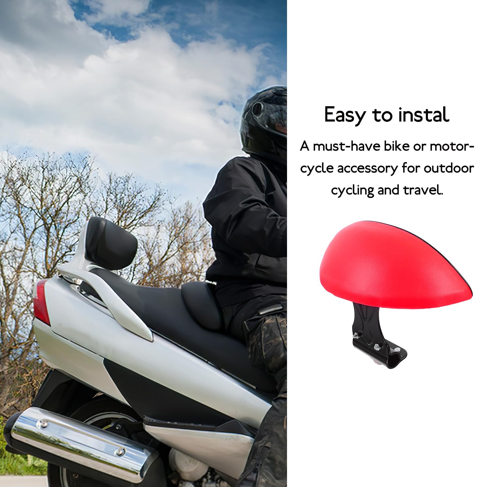 POPETPOP Coussin de Dossier Rouge en Fer Mousse pour Vélo Électrique – Coussin de Siège de Sécurité Arrière – Accessoire Confort pour Cyclisme en Toutes Saisons pour Adultes