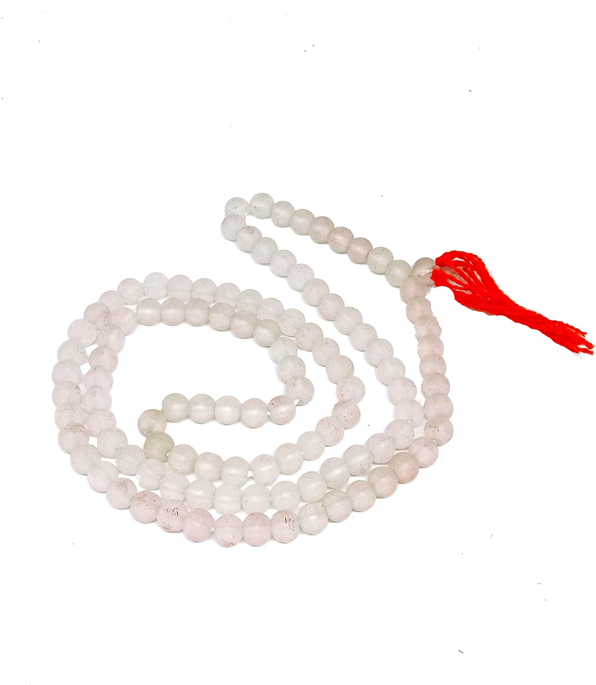 Unicop 100% Natural White Tourmaline Crystal Spiritual Mala 5 mm Beads For Men And Women