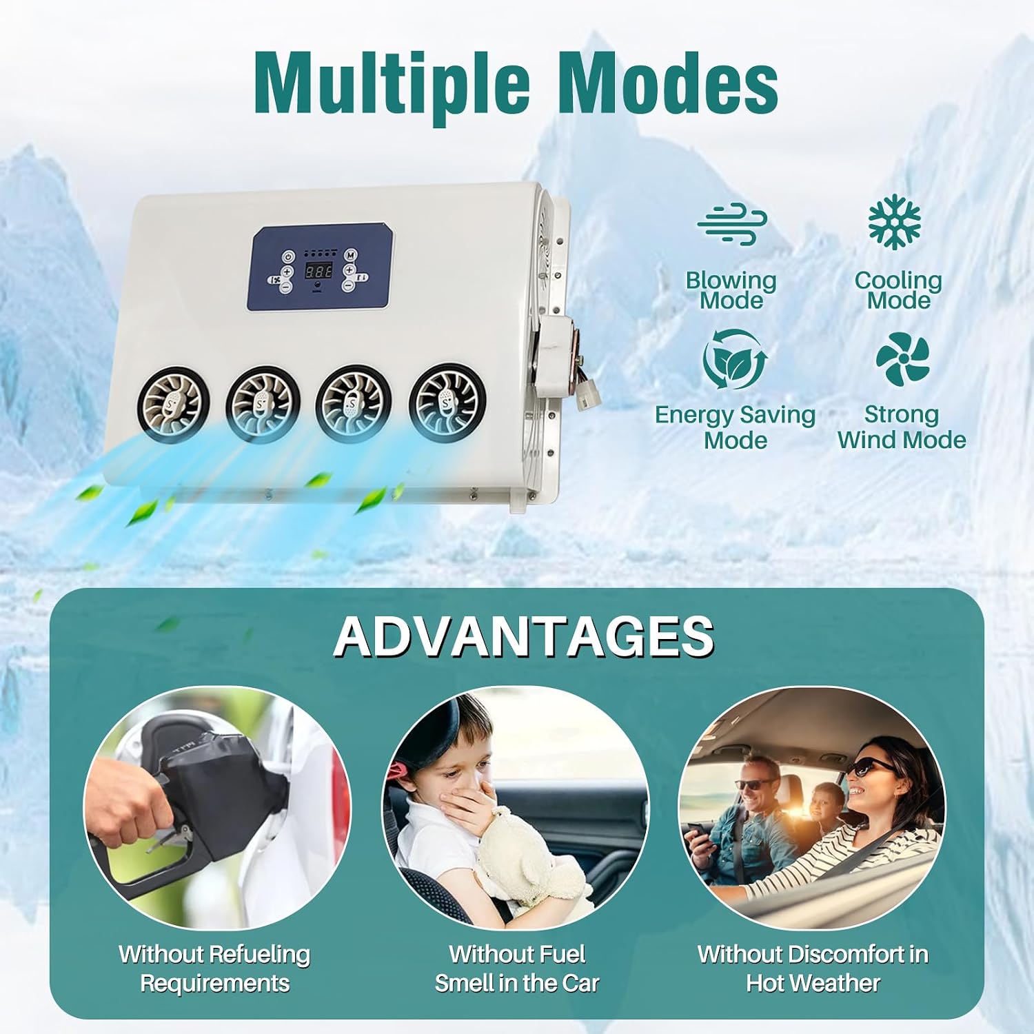 12V Truck Air Conditioner 10000 BTU 12 Volt DC Electric AC Unit with Remote Control Fast Cooling for RV Pickup Van Trailer Excavator Tractor Bus