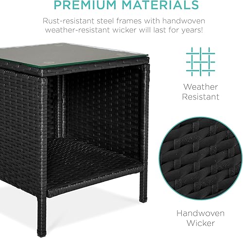 Miniatura 32 de Best Choice Products Juego de 3 piezas de mimbre para conversación al aire libre, muebles de patio que ahorran espacio para jardín con mesa