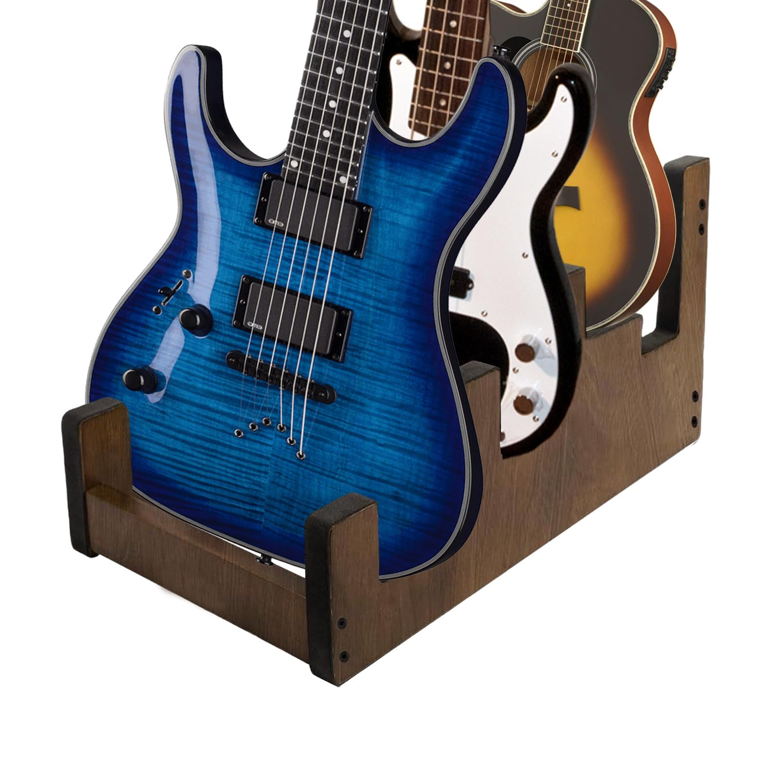 Soporte de madera para guitarra, soporte para guitarra de tres niveles, soporte de suelo para guitarra eléctrica, guitarra acústica/bajo, soporte para instrumentos musicales para estudio
