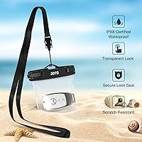 Vista 5 de JOTO Paquete de 2 fundas impermeables para llaves de automóvil con cordón para natación, surf, cartera pequeña impermeable, bolsa seca para dinero