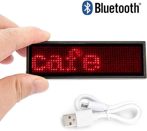 Miniatura 9 de Insignia de nombre LED Bluetooth, etiqueta de nombre LED recargable inalámbrica, pantalla de mensaje de desplazamiento, letreros LED programables