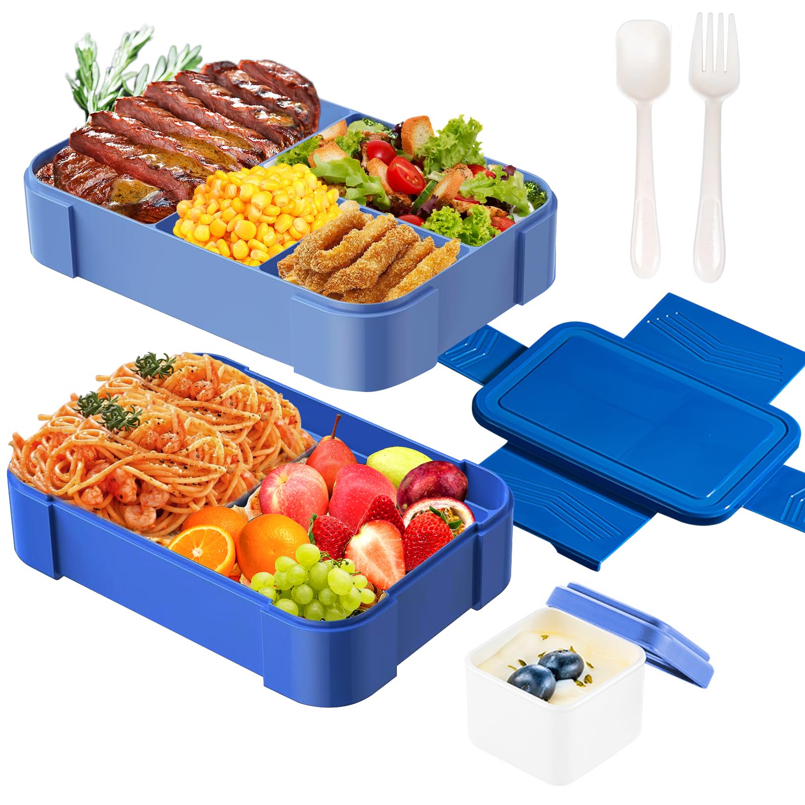 Pudełko śniadaniowe dla dzieci z przegródkami, 1550 ml, pudełko na lunch dla dzieci i dorosłych, szczelne, z 6 przegródkami, pudełko śniadaniowe dla dzieci do przedszkola, szkoły, nadaje się do