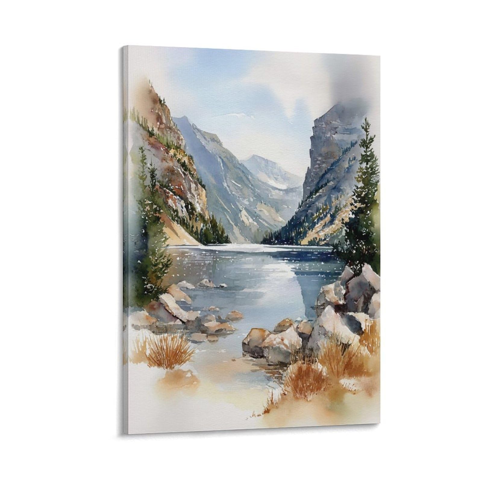 XWYMXZ Lake Louise Banff Canada 20x30inch(50x75cm) Vintage Travel Poster Watercolor Canvas Art