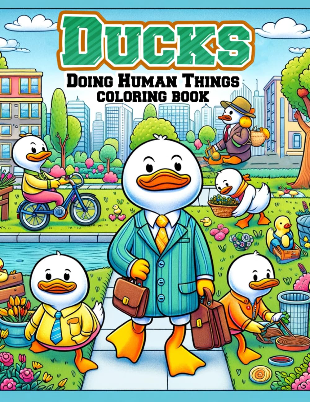 Ducks Doing Human Things Coloring Book: Dive into the working world of ducks! From office workers to chefs in bustling kitchens, color your way ... they tackle human jobs with a humorous twist.