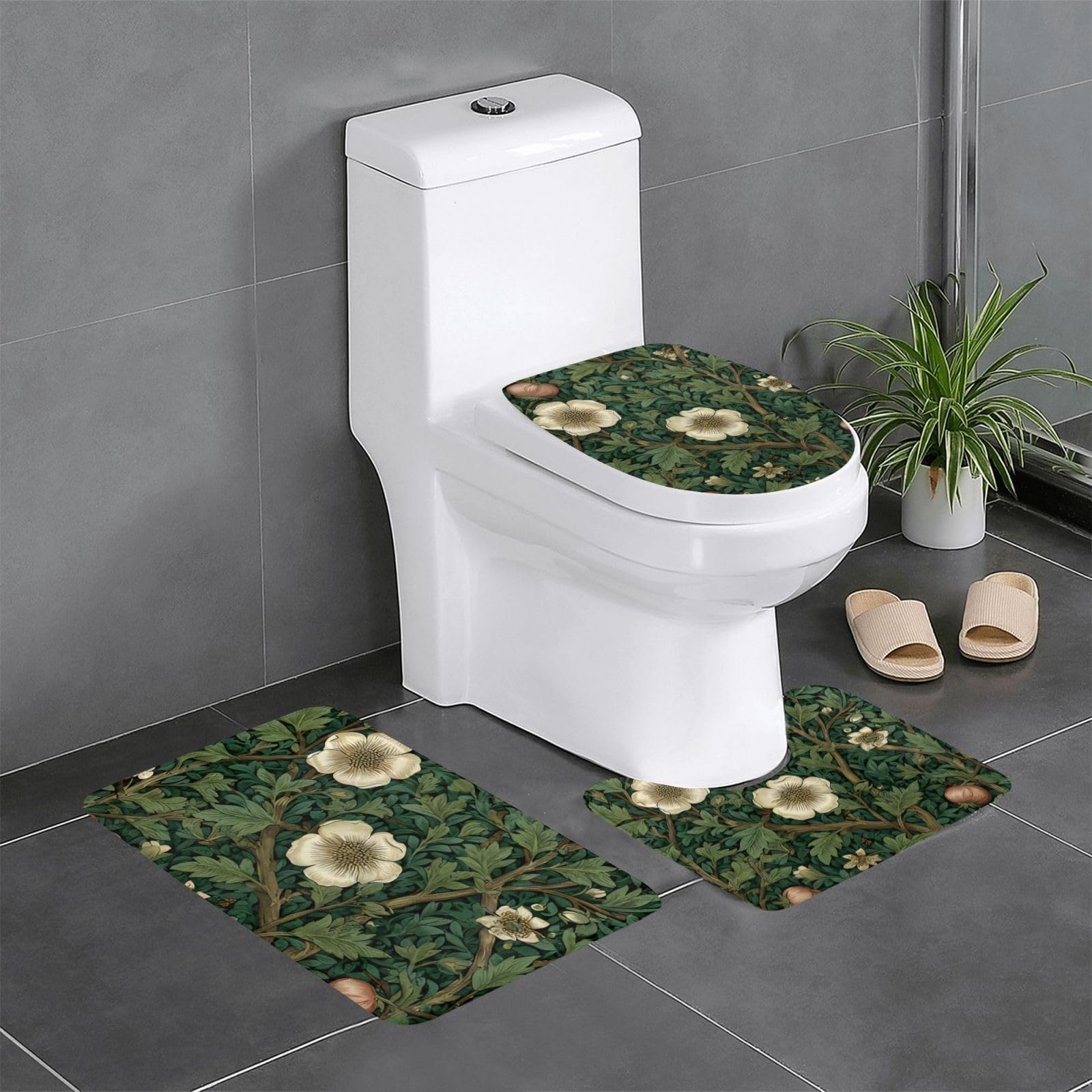 Tapis de salle de bain antidérapants pour éviter les glissades avec lot contour WC assorti