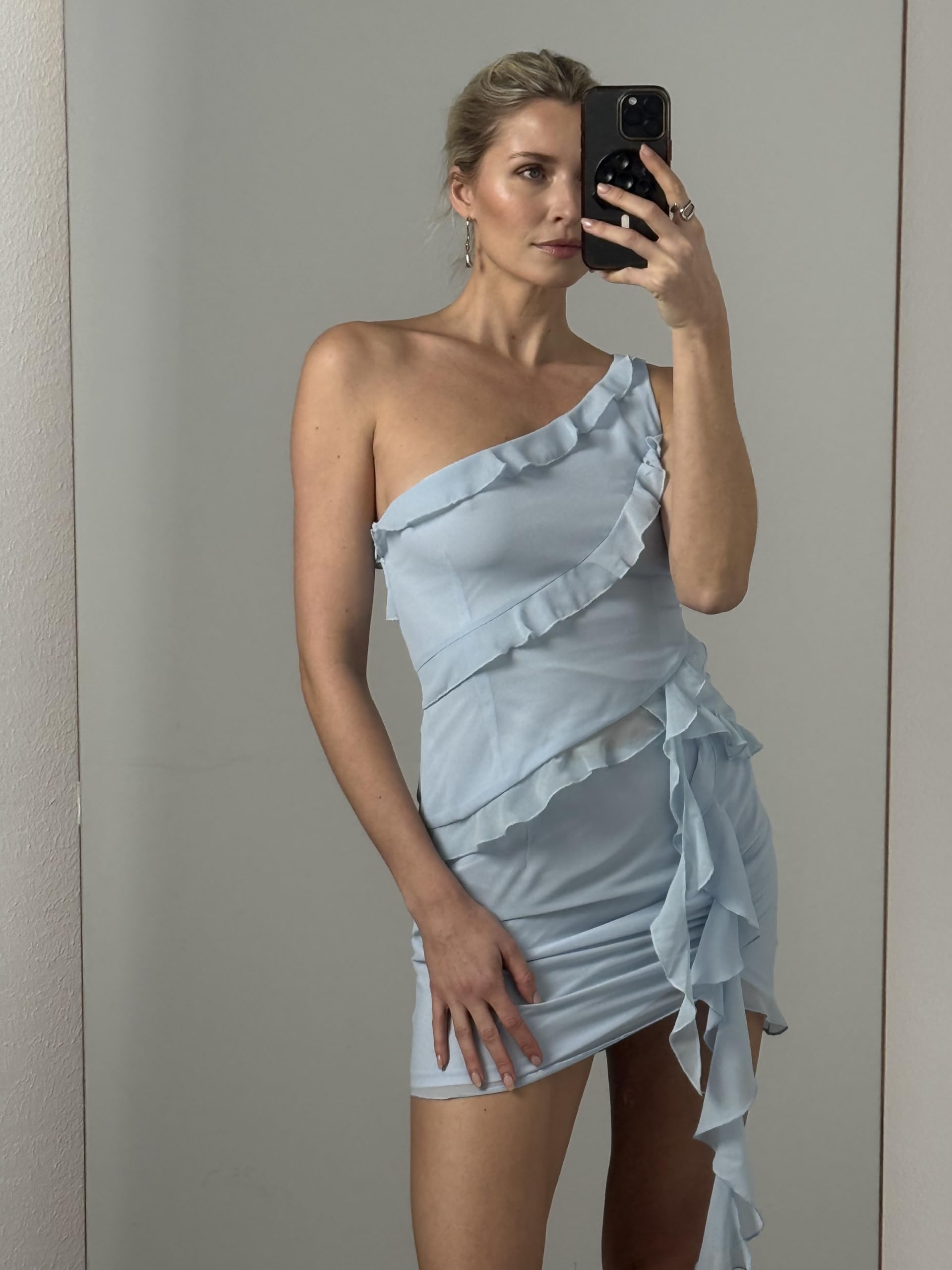 LeGer Gabriele Top - Top da donna monospalla con balze - vestibilità aderente - top con orlo asimmetrico - moda per donna - di Lena Gercke - taglie 34-44