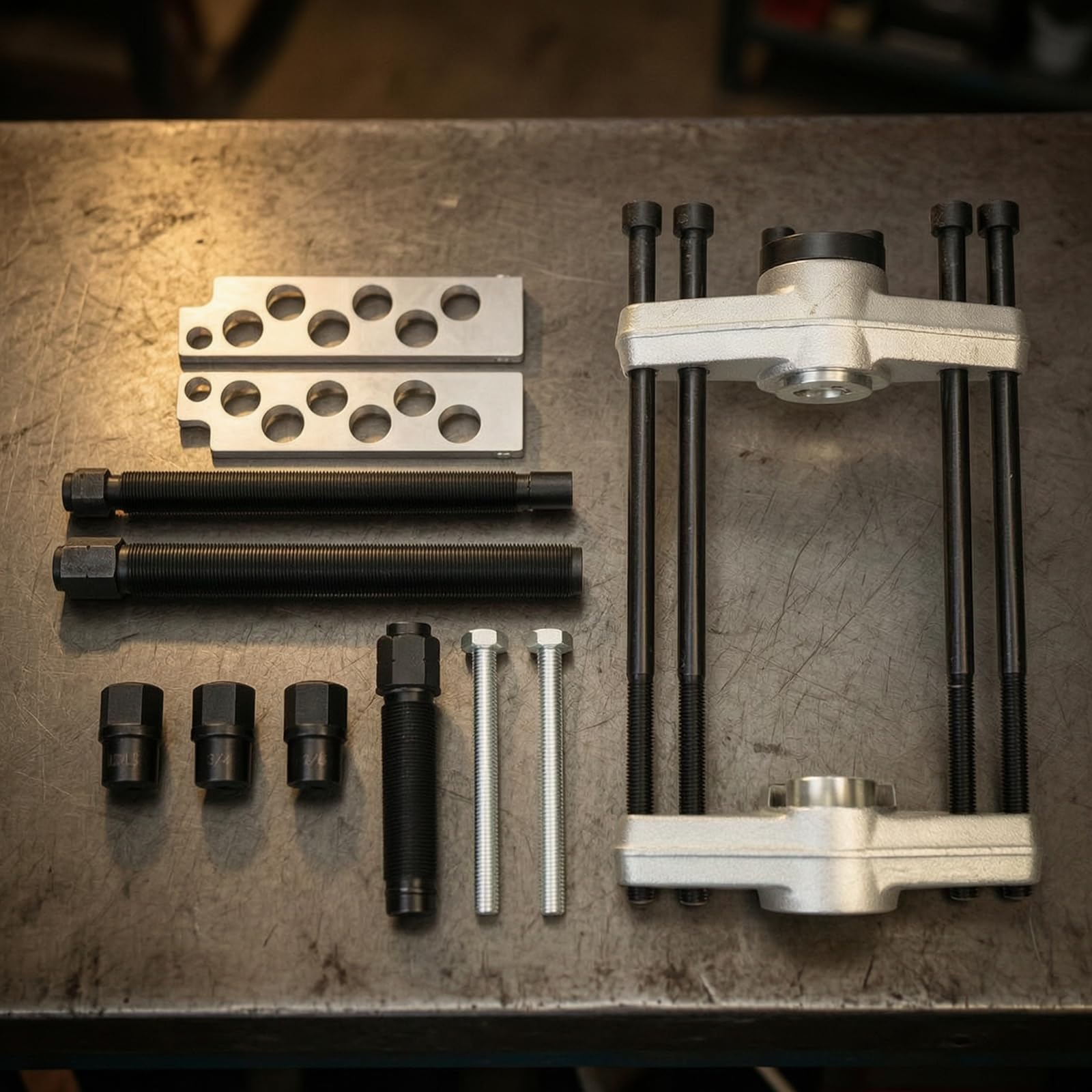 Estrattore Meccanico con Boccole Professionale Set di Estrattori con Valigetta Robusto Estrattore a Due Aste per Meccanici, Manutentori, Officina