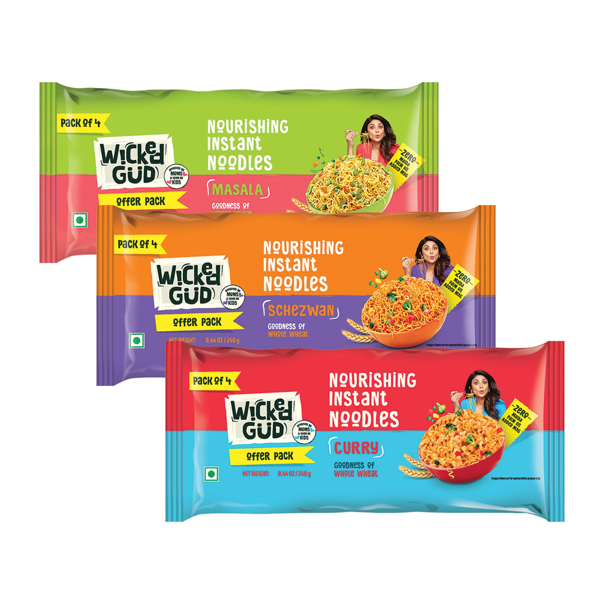WickedGud Nourishing Instant Noodles Range | No Maida | No Oil | No MSG | High Protein | High Fibre | Cholesterol Free, 720 Grams