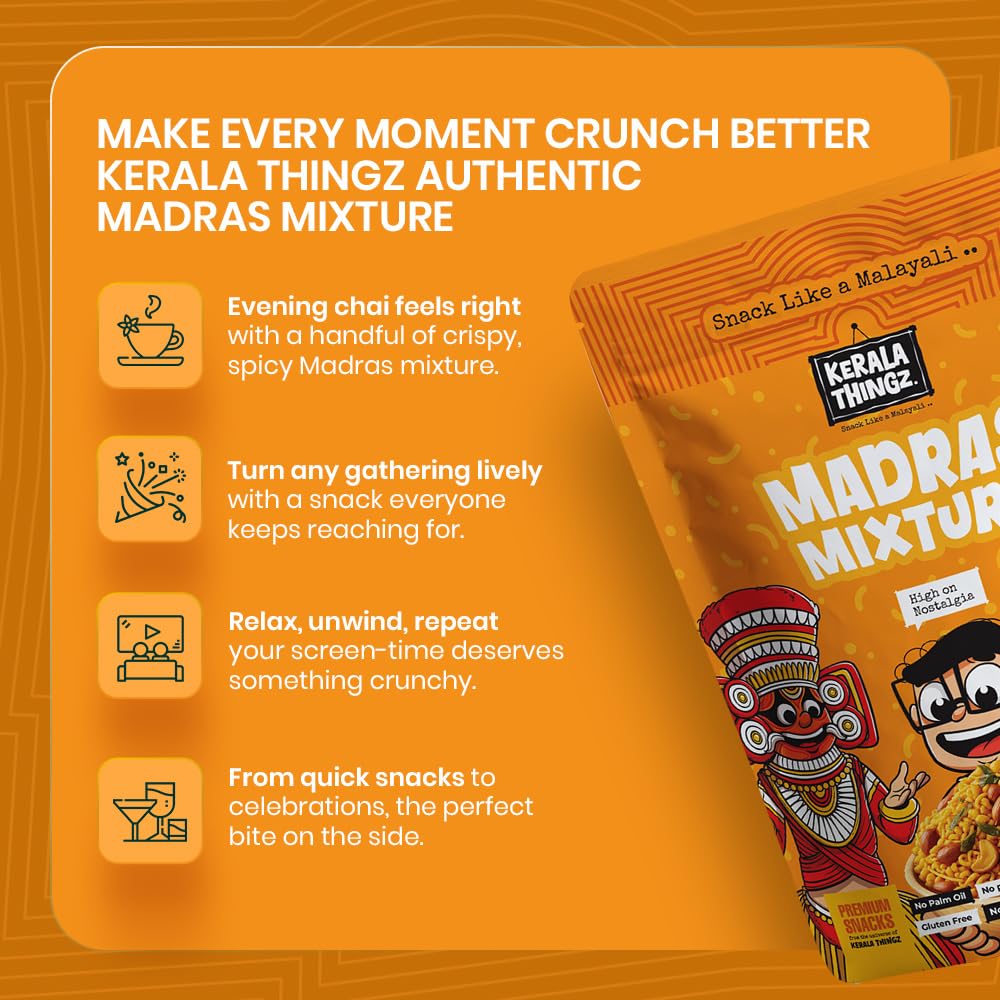 Kerala Thingz Madras Mixture & Tapioca Chips Combo Pack 230g (150g + 80g) | Authentic Kerala Snacks | Spicy Mixture & Crispy Tapioca Chips | Crunchy Indian Snacks | No Palm Oil, No Preservatives 4