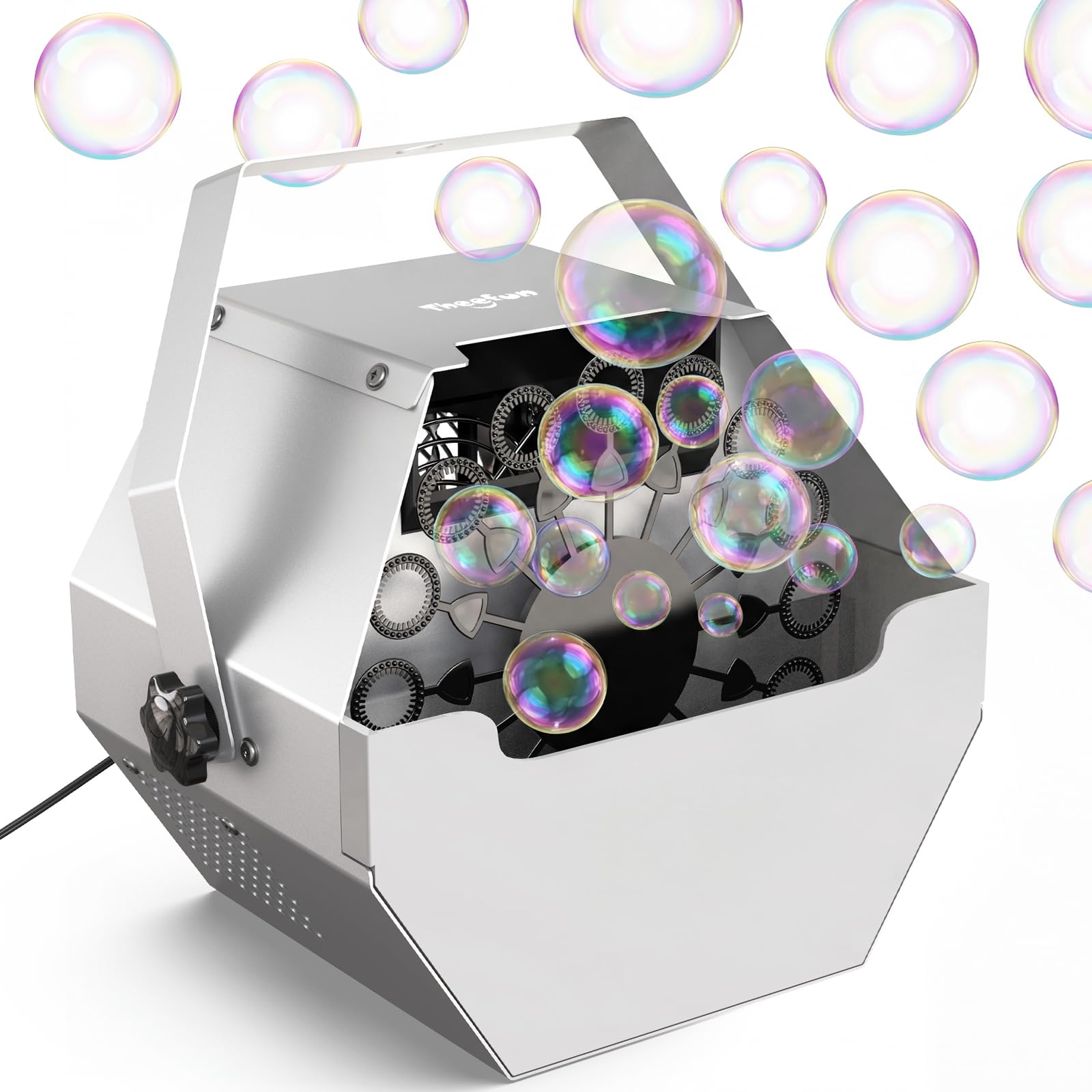 Theefun Seifenblasenmaschine, 750 ml Automatische Seifenblasen Maschine aus Metall USB-Betrieben Tragbare Professionelle Seifenblasenmaschine Kinder, Hochzeit Seifenblasen Maschine, Innen & Außen