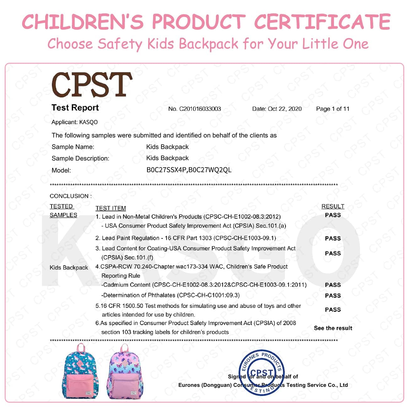 Mochila Escolar Infantil, 13L Mochila de Colegio para Niños y Niñas 4-7 años, Resistente al Agua, Apta para Carpeta A4, Correa de Pecho (Unicornio Azul)