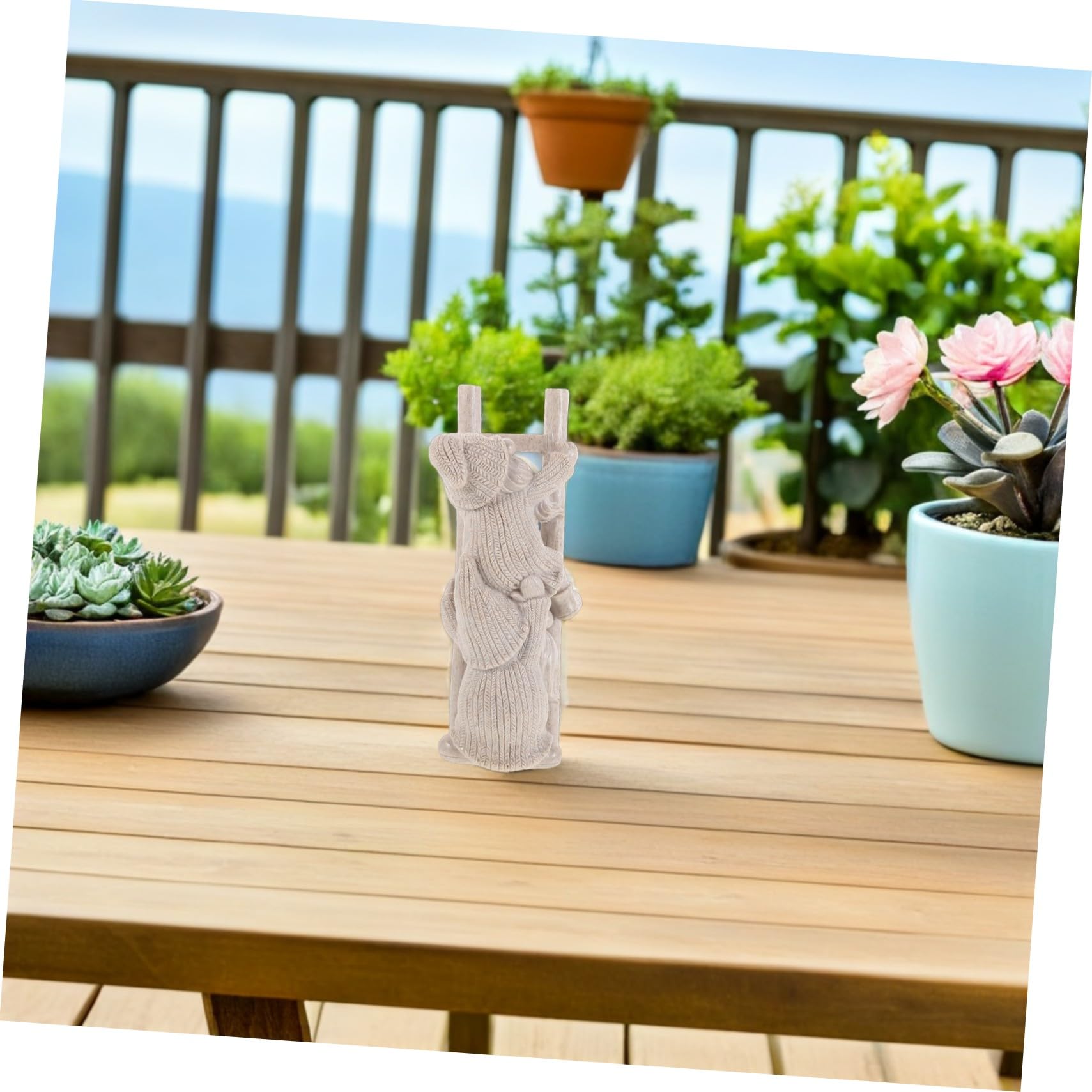 Mikikit Statue De GNOME De Jardin Résine Figurine De GNOME Grimpant Échelle Décoration De Noël pour Jardin Pelouse Et Aménagement Paysager