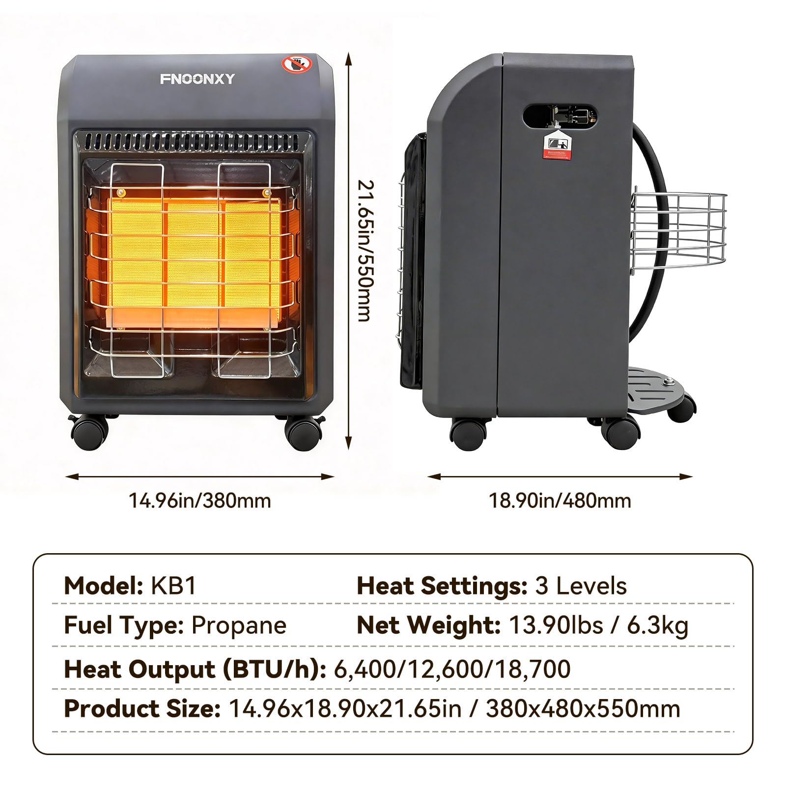 Portable Propane Heater - 18700 BTU for Garage & Outdoors -6