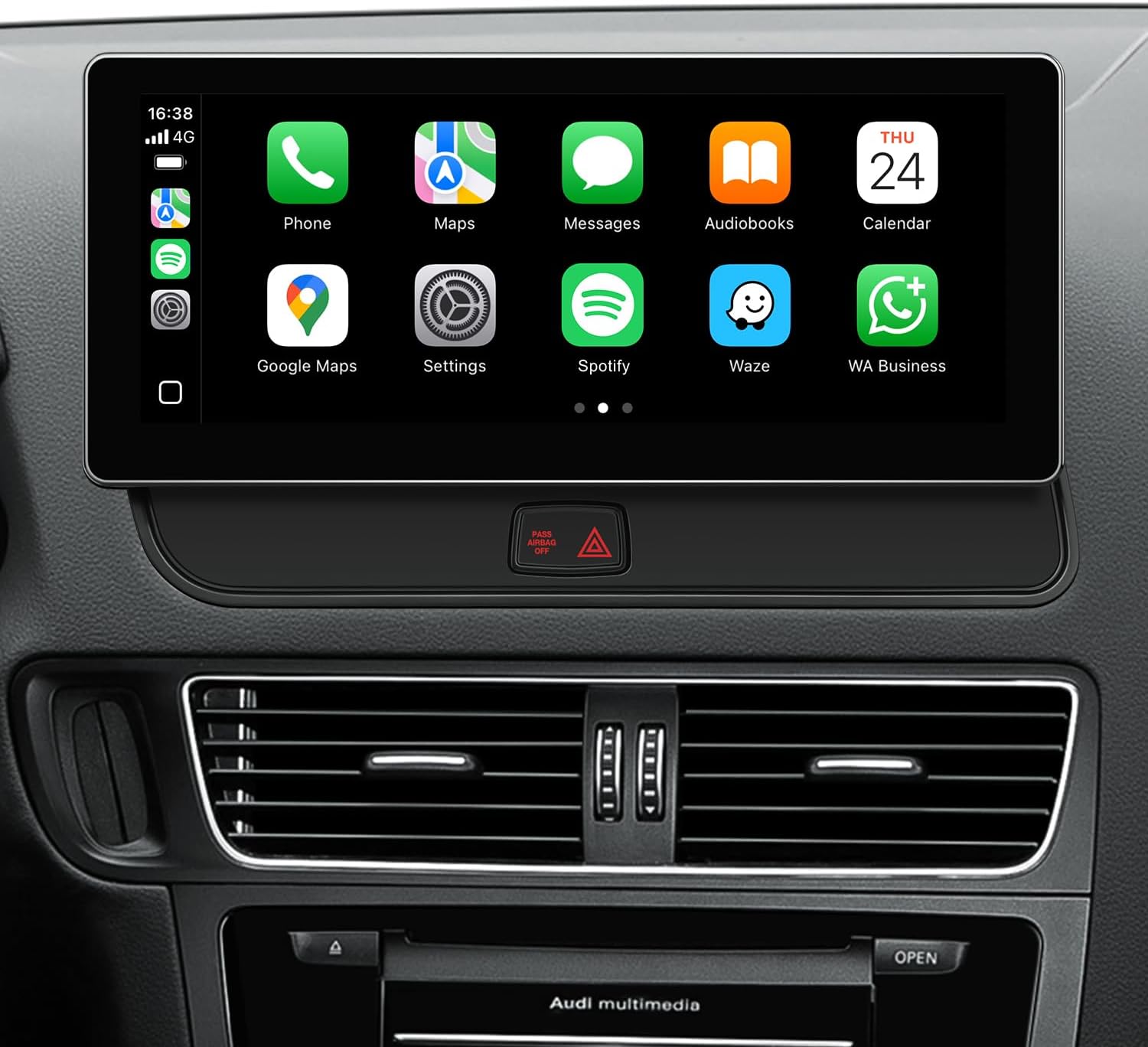 10.25" CarPlay Stereo for Audi Q5 SQ5 (09-17) Multimedia 3G MMI | 3-sec boot Linux OS. 1920x720 anti-glare display for sunny commutes. Retains OEM gear shift knob control and Audi menu.
