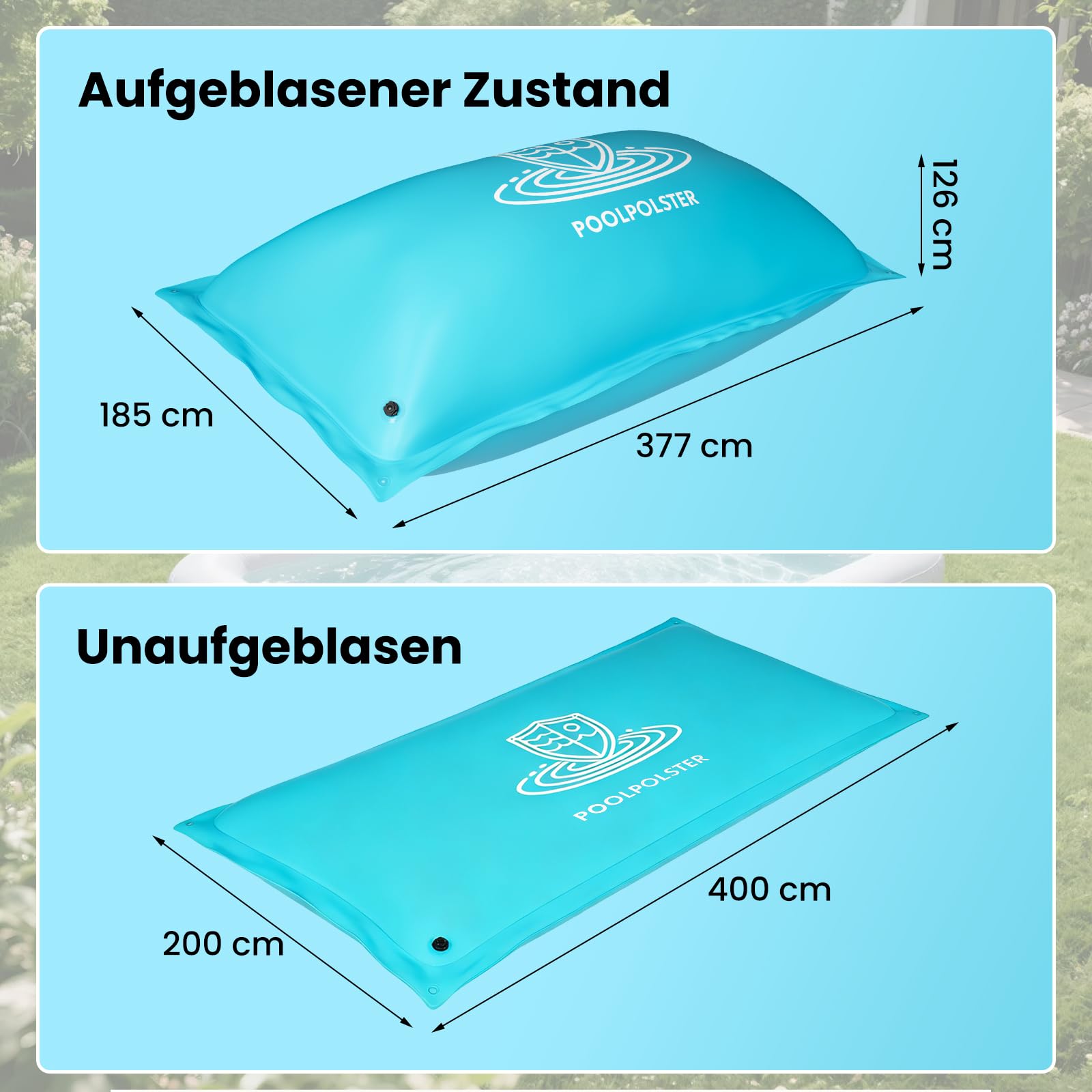 Poolkissen Winter 200x400cm, Extra Starkes 0,5mmPVC Pool Luftkissen
