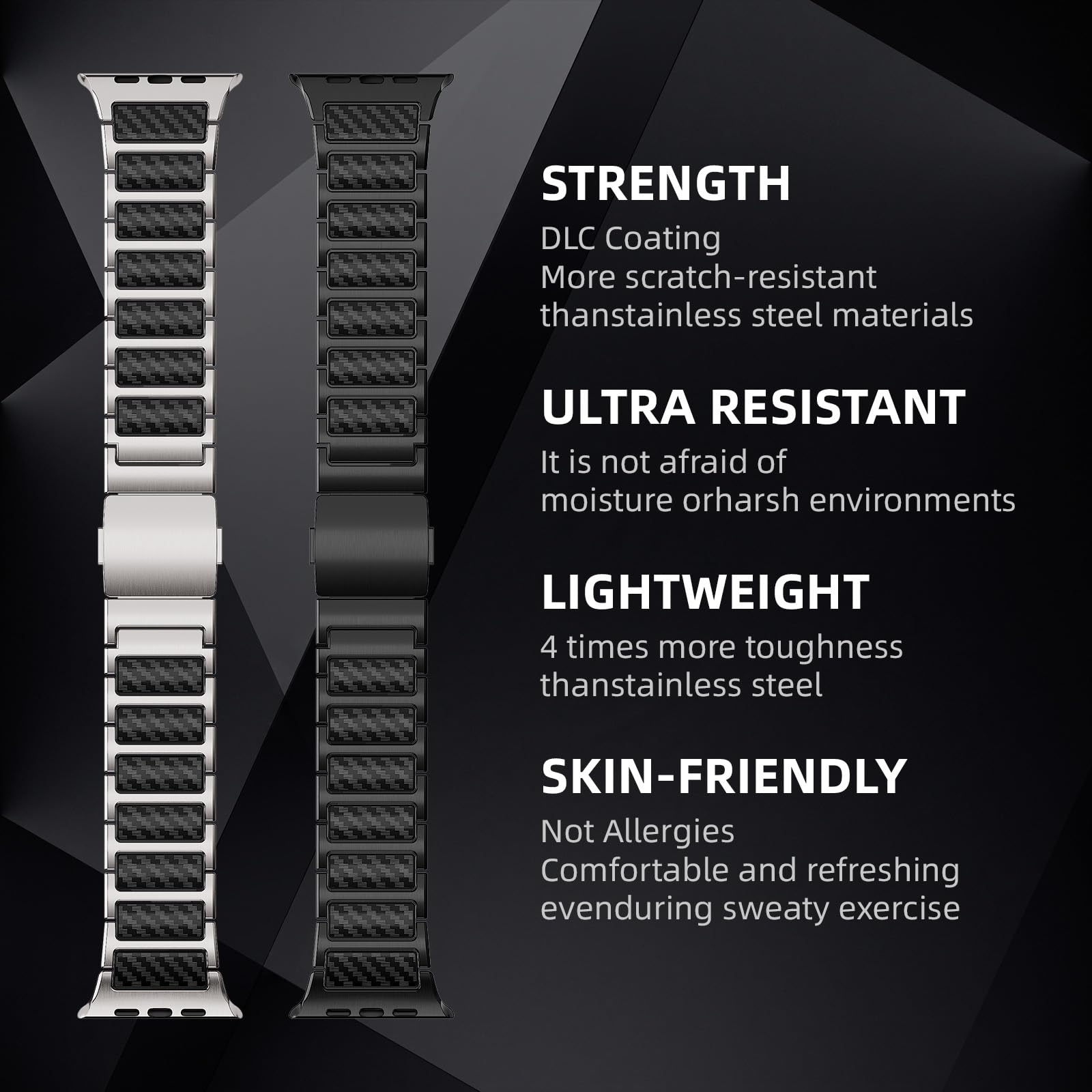 Magnetisches Titanband, kompatibel mit Apple Watch Ultra 3, 2, 1, Serie 11, 10, 9, 8, 7 SE, Premium-Armband aus zwei Materialien, für Herren Business und Sport, kompatibel mit Modellen mit 44 mm, 45