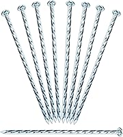 Vista 1 de Paquete de 80 estacas de 7 pulgadas de metal galvanizado sólido no oxidado para campamento, jardín, espiral, para bordes de pavimentación, barreras