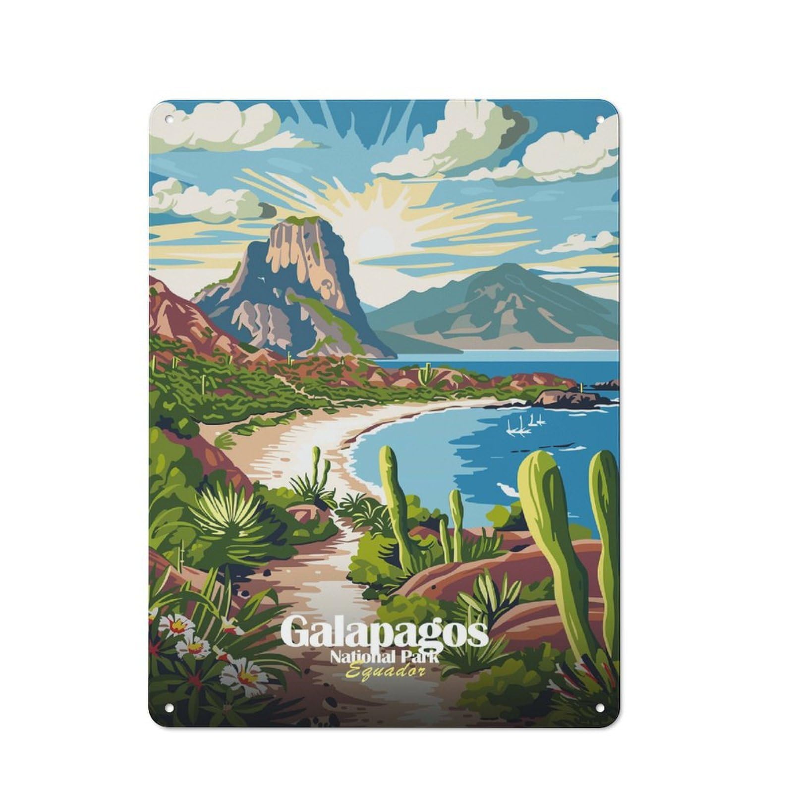 Junmoney Galapagos National Park Ecuador Travel Retro Metal Gift Sign 40X30cm Featuring Small Space Decor For Bedroom, Kitchen, Office Or Living Room