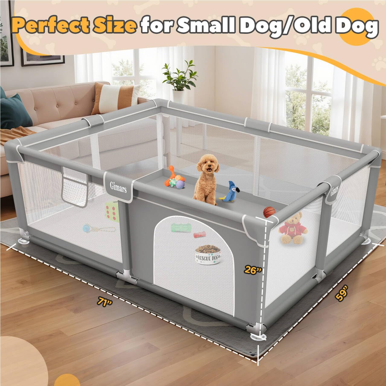 Parc pour Chiot 180 x 150 x 66 cm avec Porte, Parc pour Chiots ou Petits Chiens, Enclos de Sécurité Robuste pour Animaux,Tissu Épaissi,Maille en Nylon Haute Résistance,Intérieur & Extérieur,Lavabl