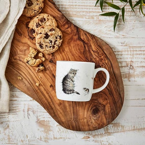 Royal Worcester Wrendale Designs 11 oz Mug - Cat And A Mouse - White
