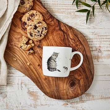 Royal Worcester Wrendale Designs 11 oz Mug - Cat And A Mouse - White