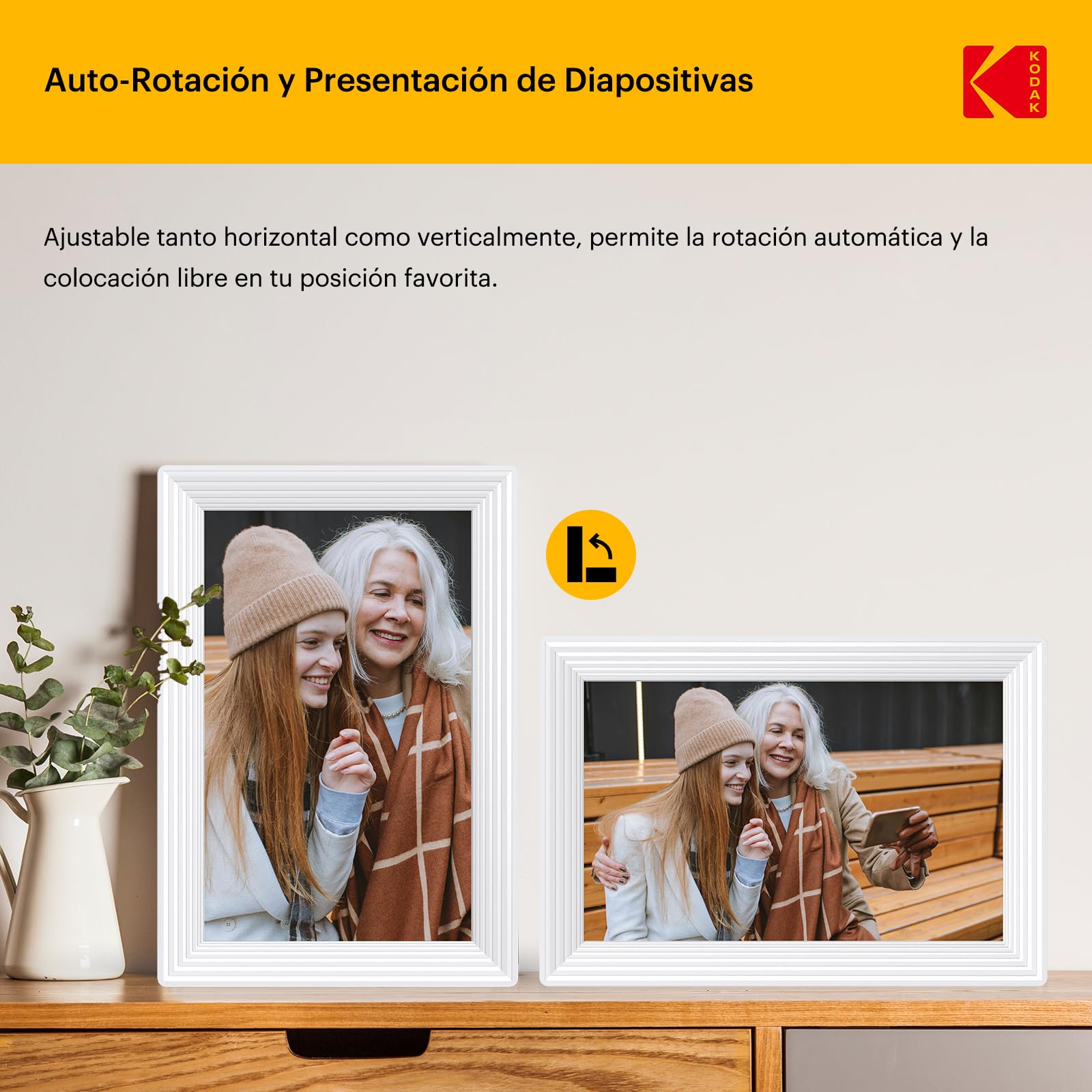 KODAK 10,1 Pulgadas Marco Digital Fotos WiFi 32GB IPS Táctil Rotación Auto