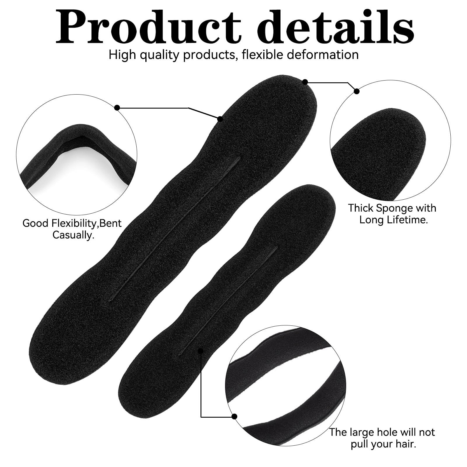 4 Pezzi Chignon per Ciambella, Fantastico strumento per la creazione rapida di raccogliere i capelli in modo semplice e veloce Spugna per Chignon Accessori per Capelli(2 Piccoli, 2 Grandi)