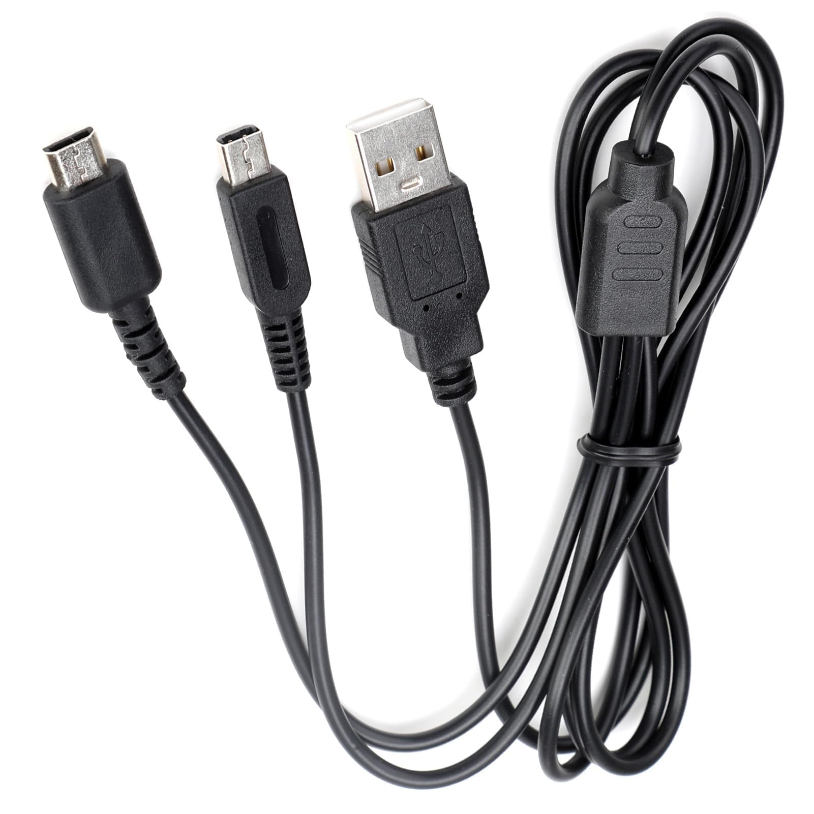 2-in-1 Charger Cable for Nintendo DS Lite - Universal USB Charging Cable Lead Wire Cord Cable for DS Lite, 3DS, New 3DS XL, 2DS, DSi & More - Simultaneous Play & Charge - Durable (Black-1pc)