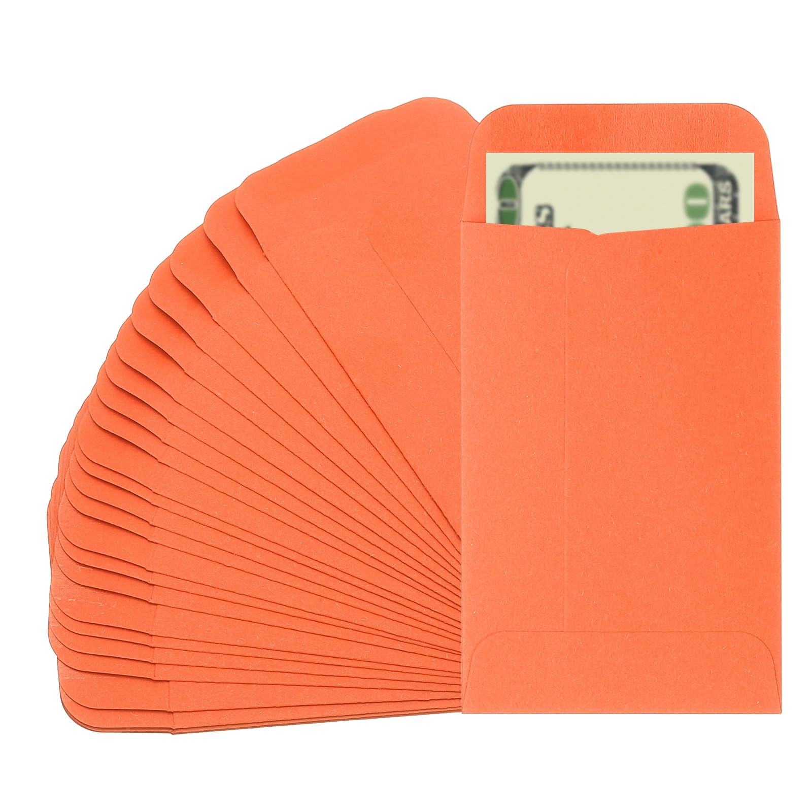 PATIKIL Money Envelope, 25 Pack 3.5" x 2.2" Cash Envelopes Money Holder Bags Budgeting Saving Challenge Letter for Gift Coins Checks Tickets Jewelry Passport Card, Orange