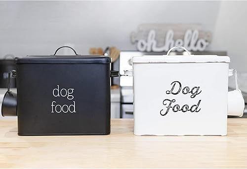 Vista 18 de AuldHome Design Recipiente de comida para perros retro (negro); contenedor de almacenamiento moderno estilo granja para alimentos para mascotas