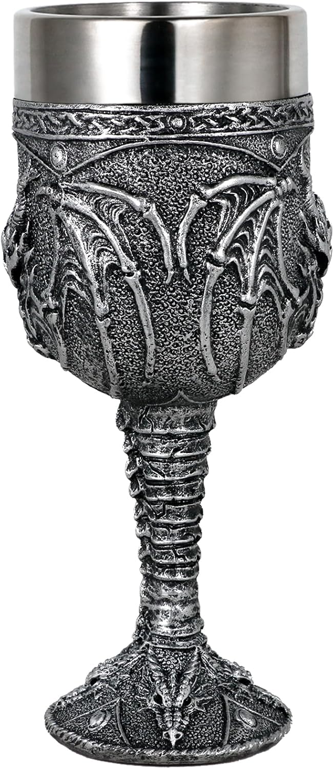 alikiki Medieval Roaring Dragon Wine Goblet - 7oz Dungeons and Dragons Goblet Fantasy Dragon Chalice Cup Ideal Novelty Gothic Father Day Gift Party Idea Drinking Cup