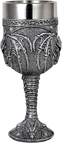 Miniatura 7 de alikiki Copa medieval de vino de dragón rugiente – 7 onzas, copa de cáliz de dragón de fantasía, ideal novedad gótica para el día del padre, idea de