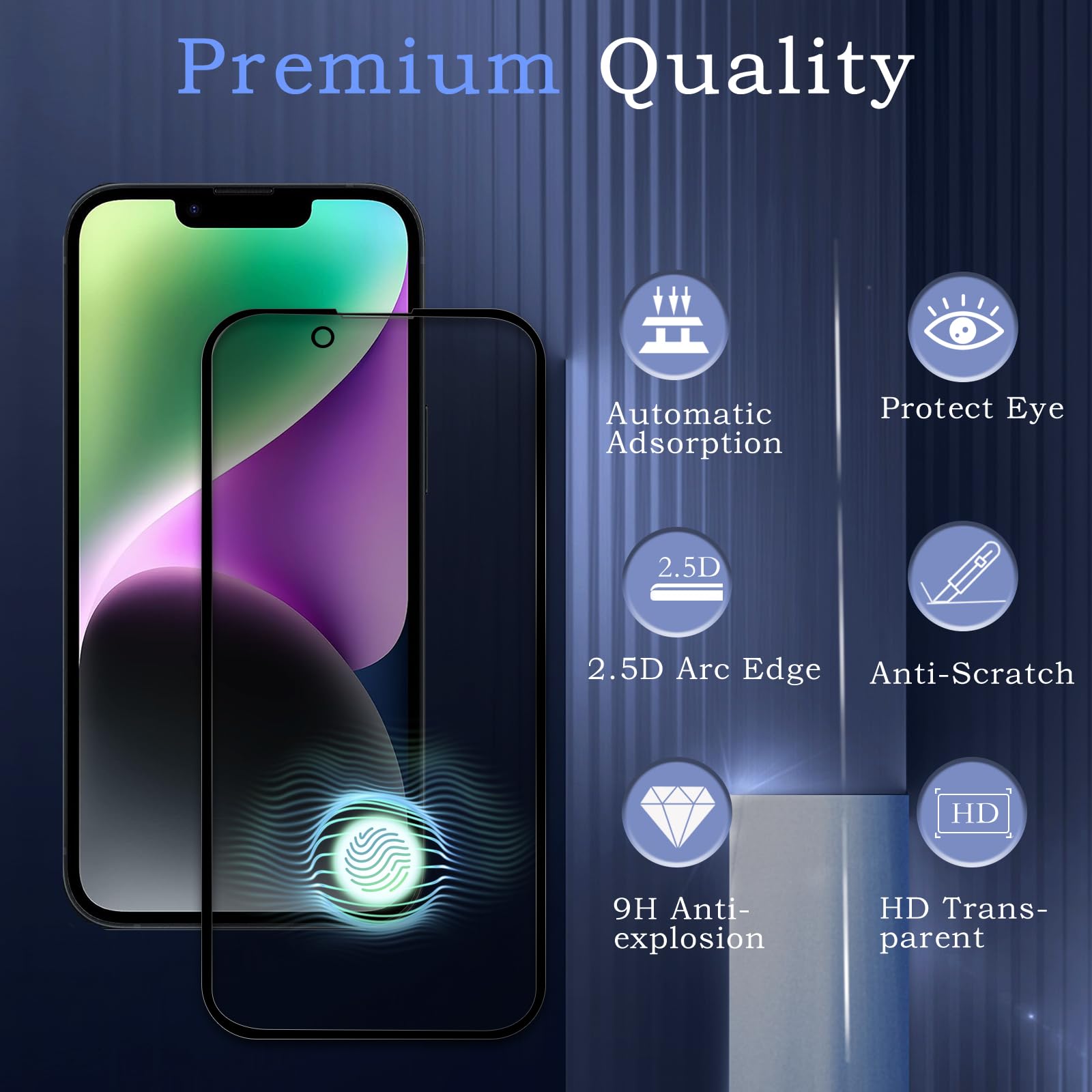 Pellicola Privacy Per IPhone 14 (2+2) - Vetro Temperato Antispia 10H Con Protezione Fotocamera, Compatibile Con Cover