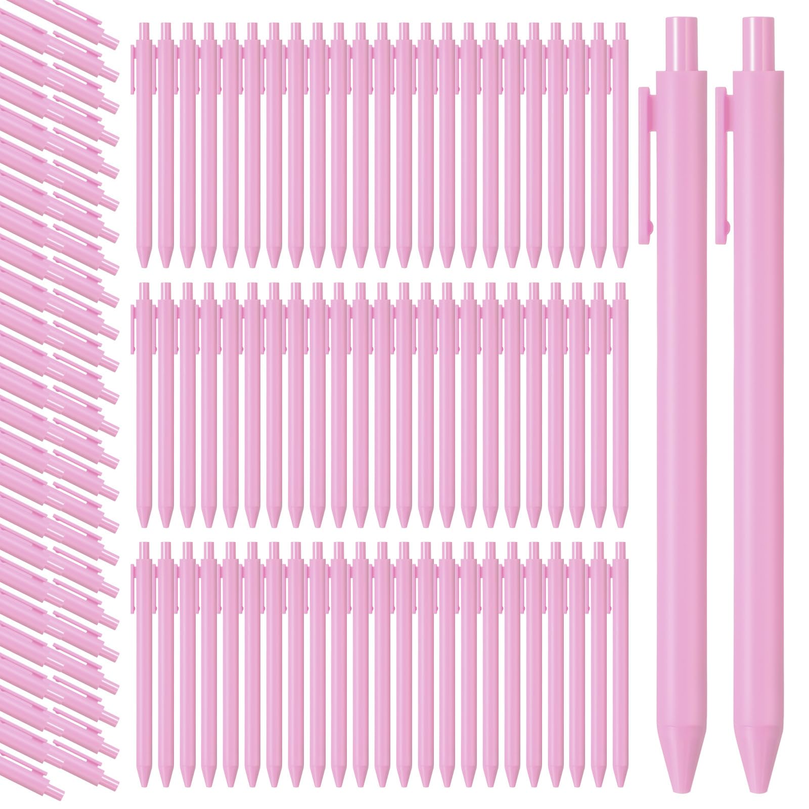 100 Pcs Ballpoint Pens Retractable Comfortable Writing Pens for Baby Shower Cute Stylish Black Ink Pens Cute School Supplies in Medium Point 1.0 mm for Office Teacher Student (Pink)