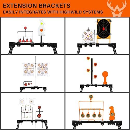 Miniatura 7 de Highwild Sistema de objetivos de acero AR500 de 38 pulgadas con soporte, soportes de extensión, placas de reinicio de bricolaje Hojas de papel,