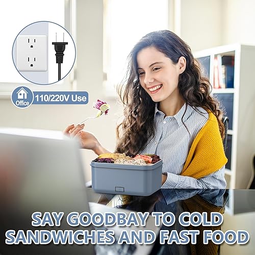 Miniatura 2 de Lonchera eléctrica con calentador de alimentos, 1.8 L para adultos, para automóvil, camión, 12 V24 V110 V220 V, caja de almuerzo portátil para
