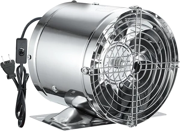 Vary 6in Inline Duct Fan - Silver 6inch High Air Flow Extractor Metal Exhaust Fan With Check Valve & Mesh for Garage, Grow Tent, Attics