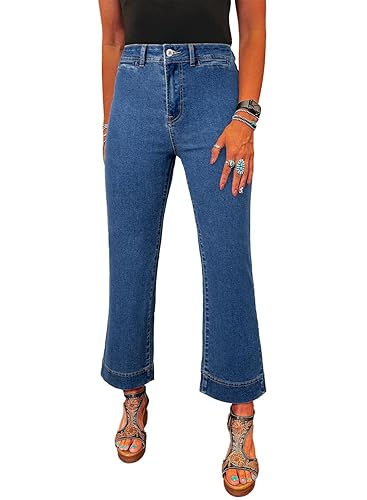 SHEWIN Women Wide Leg Jeans High Waisted Stretch Denim Pants