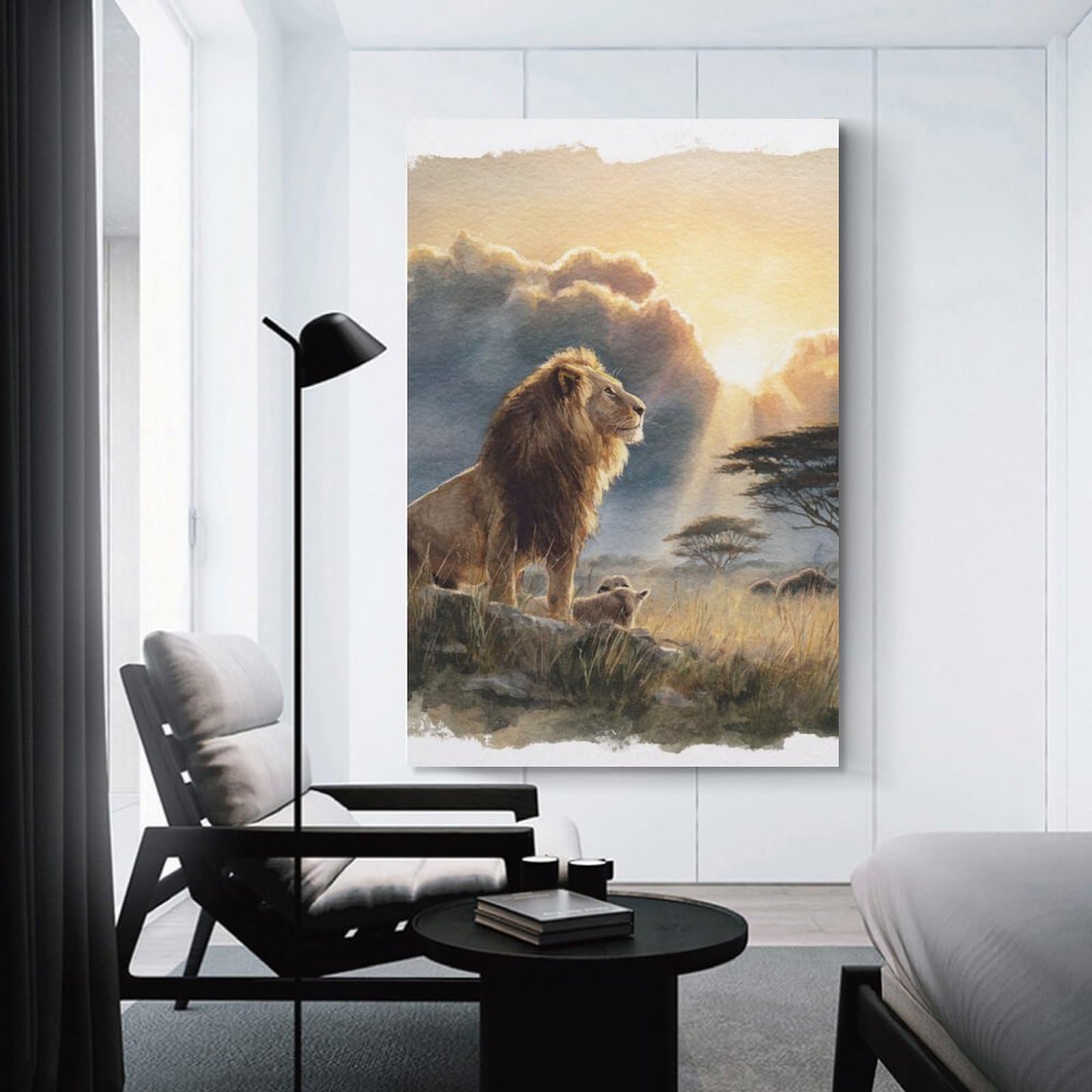 Junmoney Wall Picture Print Wild Lion Majesty, 12x18inch(30x45cm), for Living Room, Lounge Or Sitting Room, Modern Wall Decor for Cosy Interiors