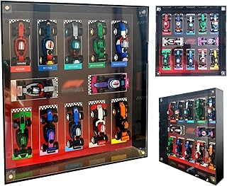 ビルディングブロック 71049 F1 レースカー ディスプレイボックス (レゴ ミニフィギュア F1 コレクタブル レースカーサイズ対応、レゴ製ではありません)、マグネット式フロントドア、防塵アクリル、壁取り付け可能 - スペースを最大化、組み立てブロック愛好家へのギフト、27cm x 27cm x 5cm (ディスプレイボックスのみ)。