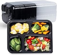 Vista 1 de YANGRUI Juego de 40 contenedores para preparar comida con tapa - 34 oz 4 compartimentos con sello cuádruple a prueba de fugas Contenedores