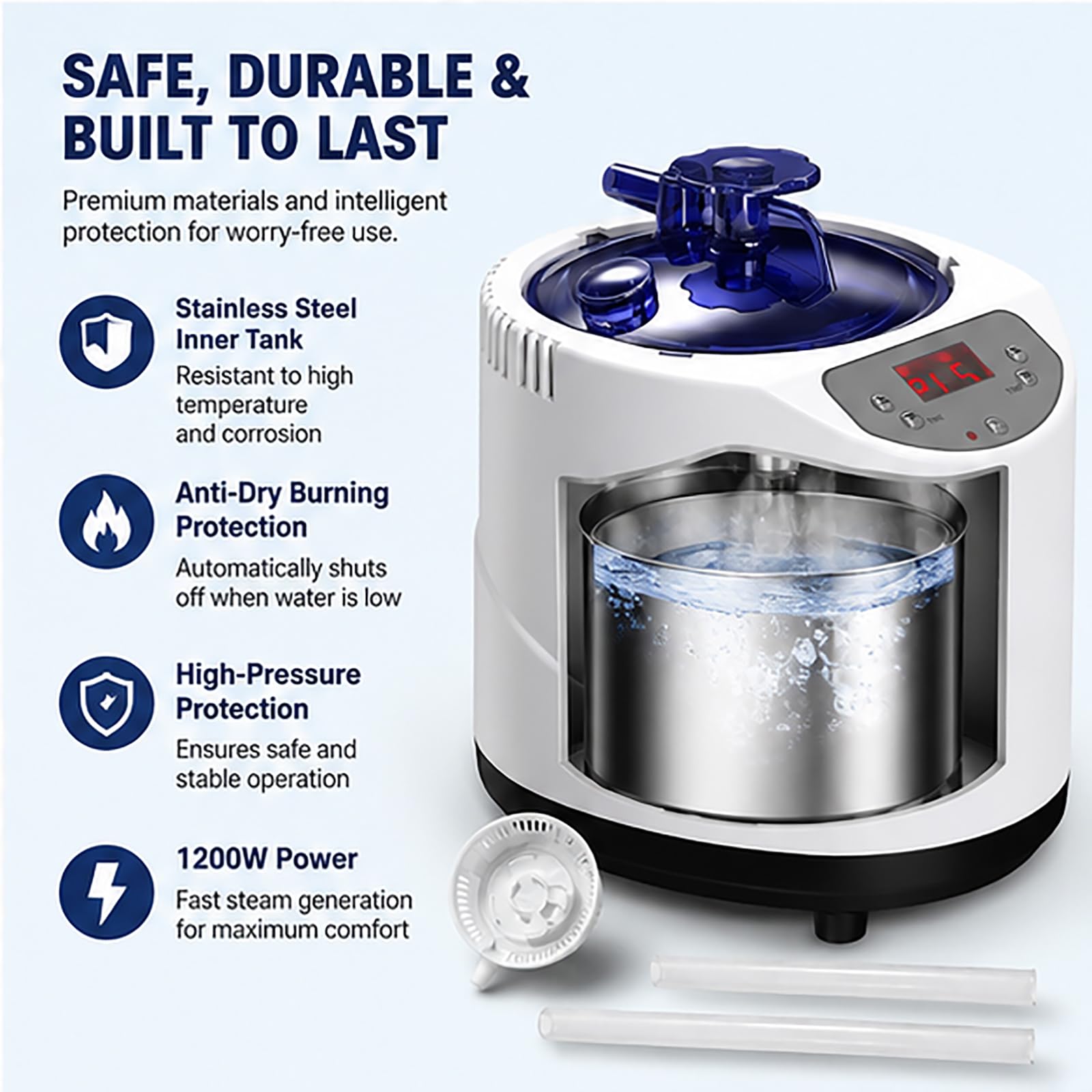 Vaporizador de sauna portátil de 3 litros para uso doméstico, generador de spa personal con control remoto inalámbrico, niveles de calefacción ajustables de 1 a 9 y temporizador de 5 a 95 minutos para