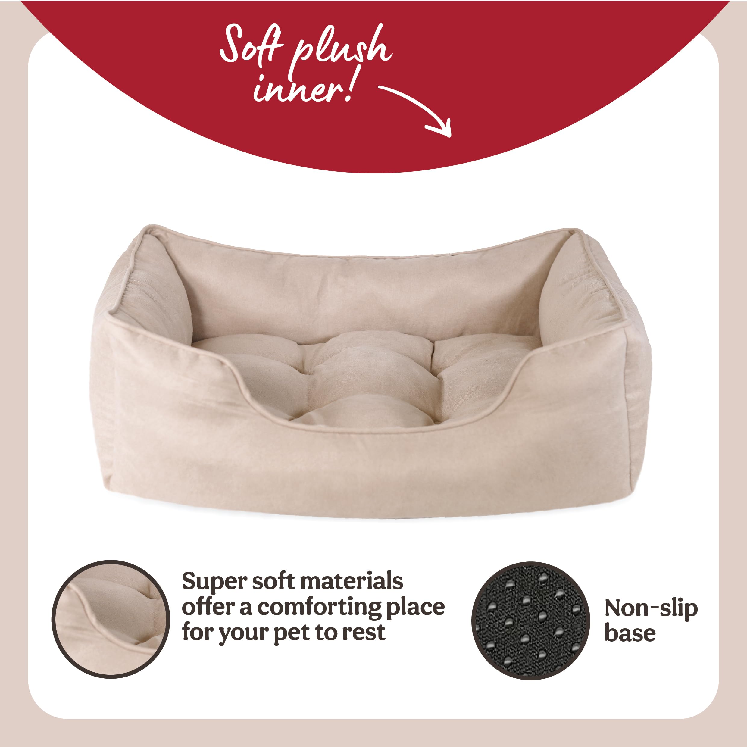 Rosewood Cama de Sarga Fina, acogedora Cama para Mascotas, tamaño pequeño, para Perros y Gatos, Color Beige