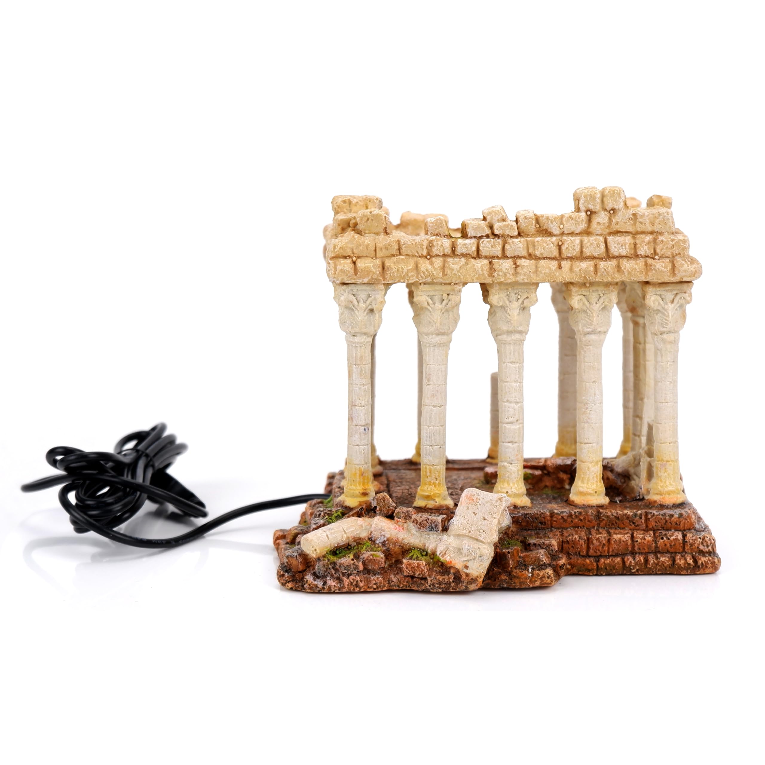 CLASSIC Akropolis Aquarium Ornament with LED Uplights - Ancient Greek Ruins Fish Tank Decoration - 165 x 135 x 135mm
