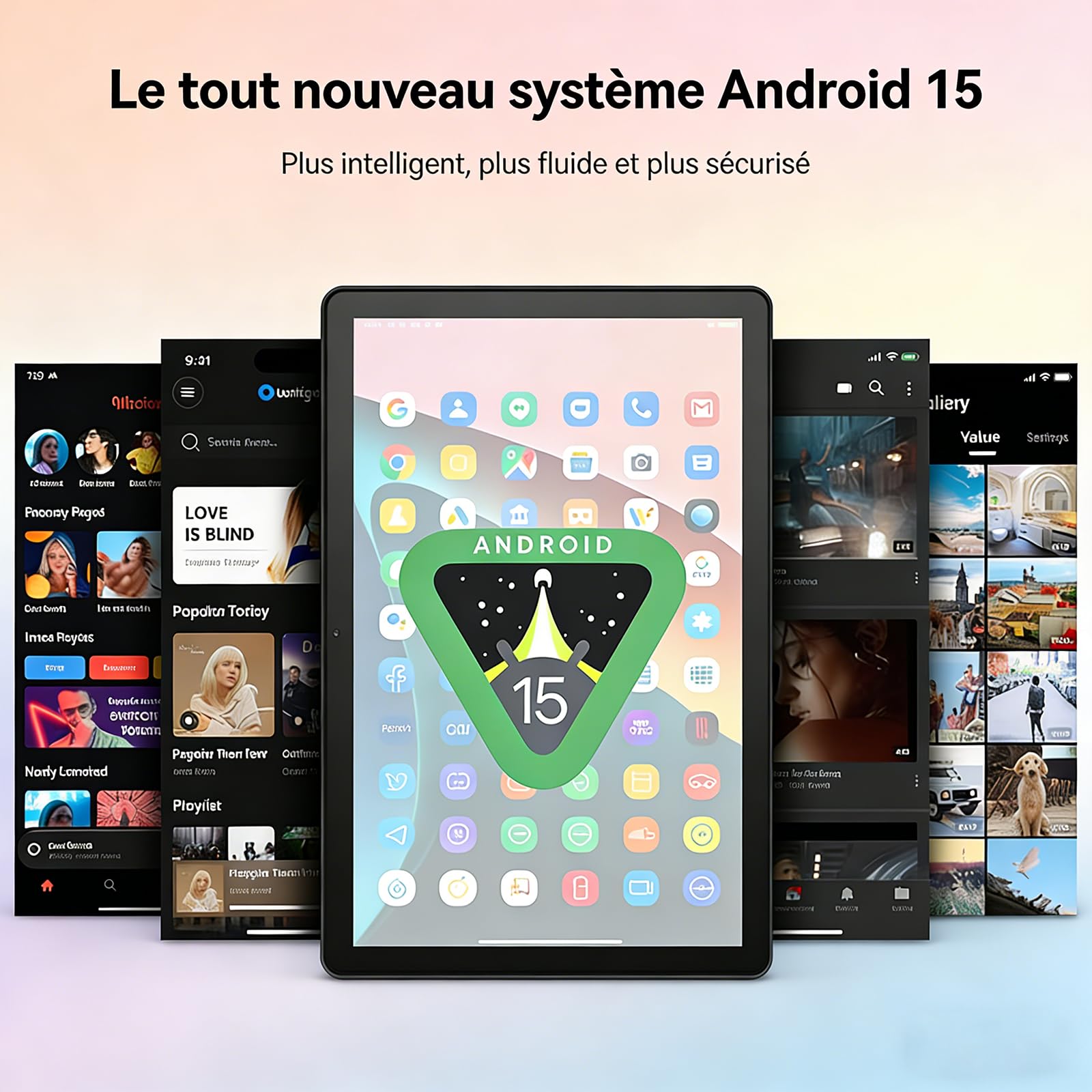 Wqplo Tablette 10 Pouces Android 15 certifiée GMS, 30Go RAM + 128Go ROM (2To TF), Octa-Core, 6200mAh, HD 1280x800, WiFi 6, BT 5.3, Widevine L1, 5MP+8MP, Tablet PC, Noir – 2026 - 5