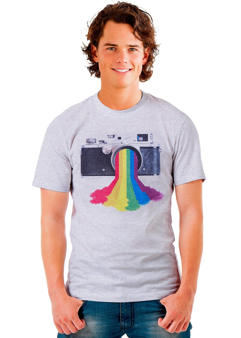 Retreez Classic Vintage Rainbow Camera Photographer Graphic Printed T-Shirt Tee